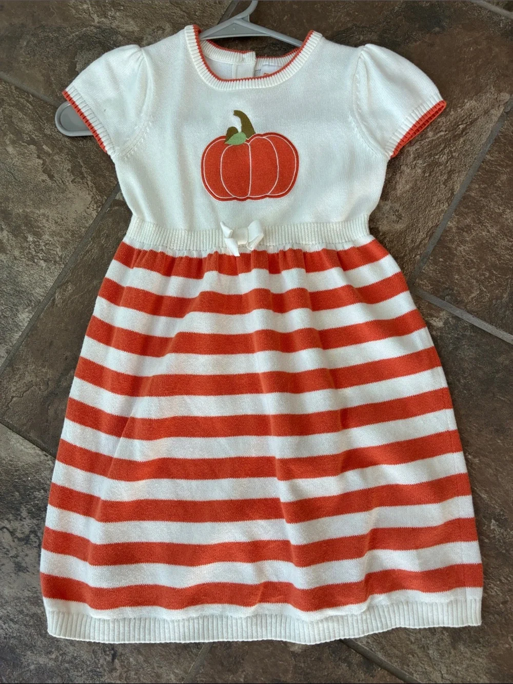 Gymboree White and Orange Pumpkin Knit Dress